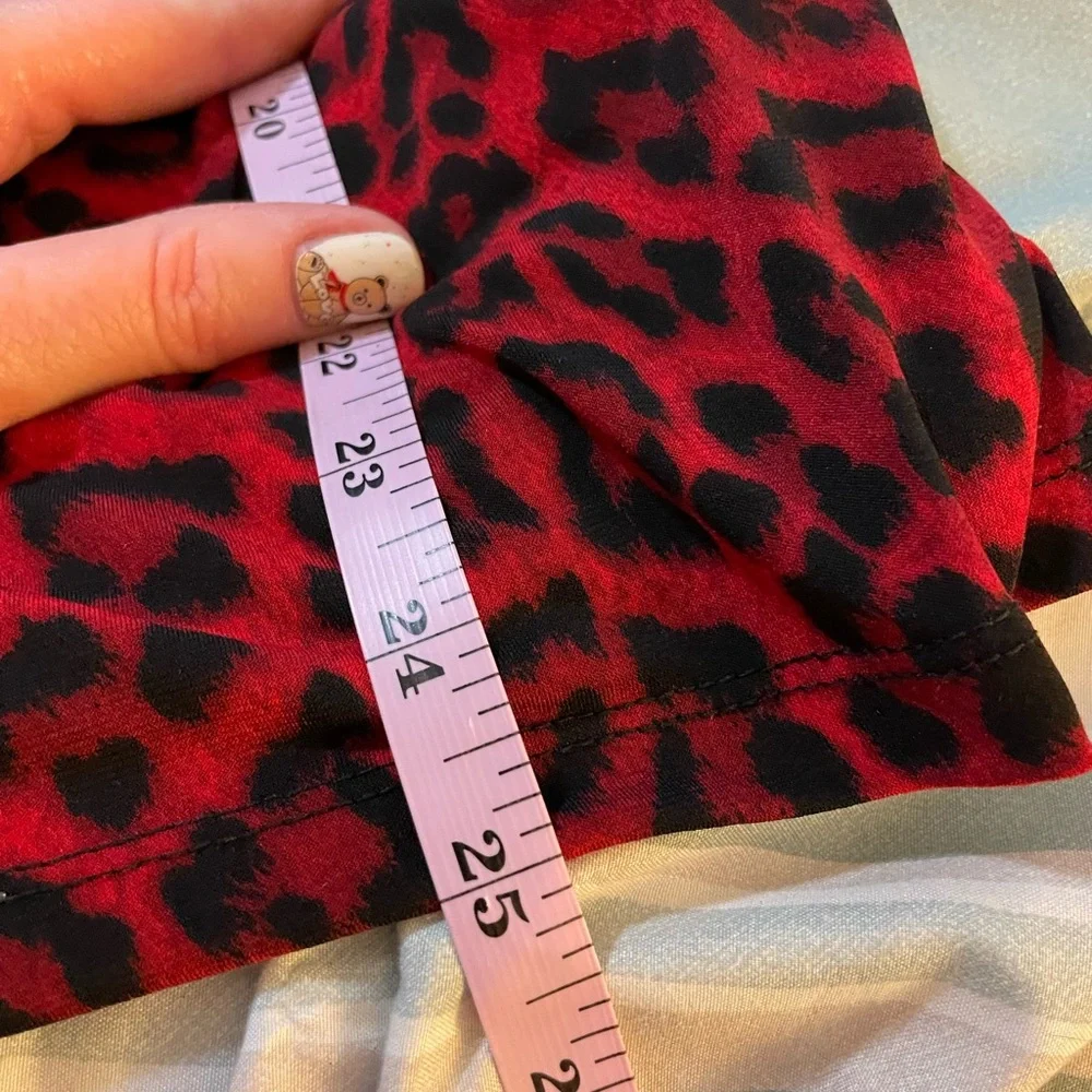 Michael Kors Red Black Animal Print tank top cowl neck SMALL gold bar sleeveless - Picture 14 of 16